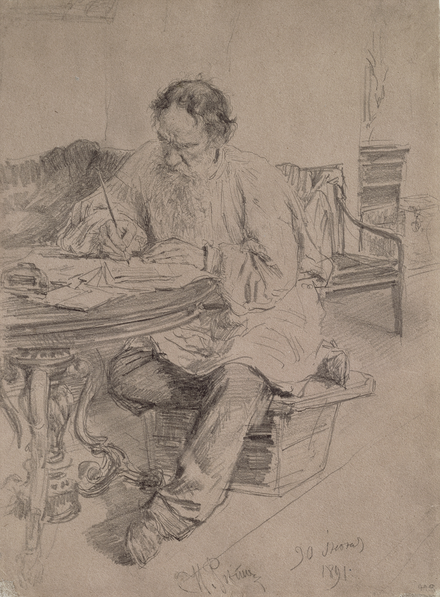 Ilya Repin, Leo Tolstoy at Work, 1891