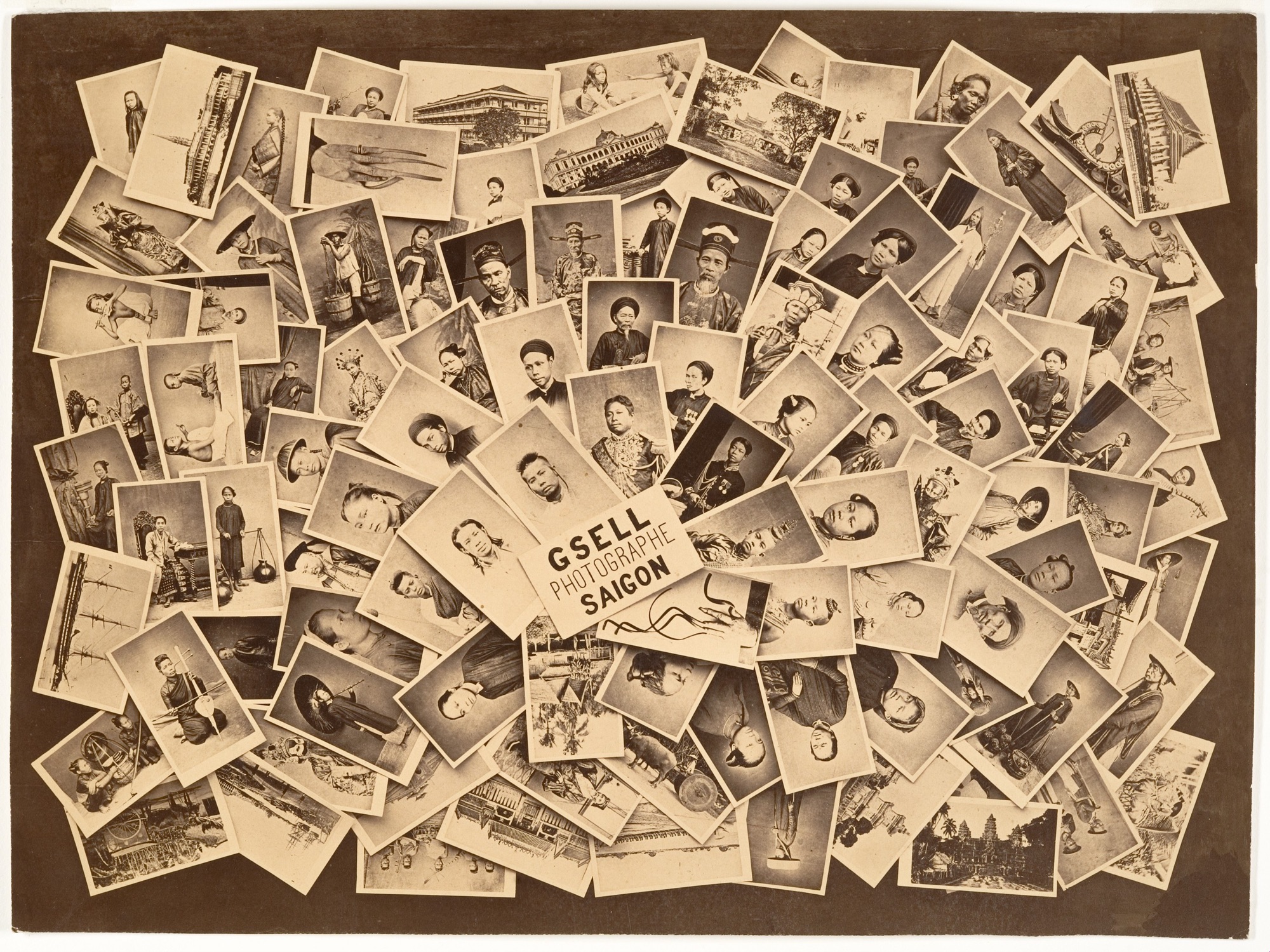 Émile Gsell, photographic advertisement, 1860s — one name card commanding a hundred photographs