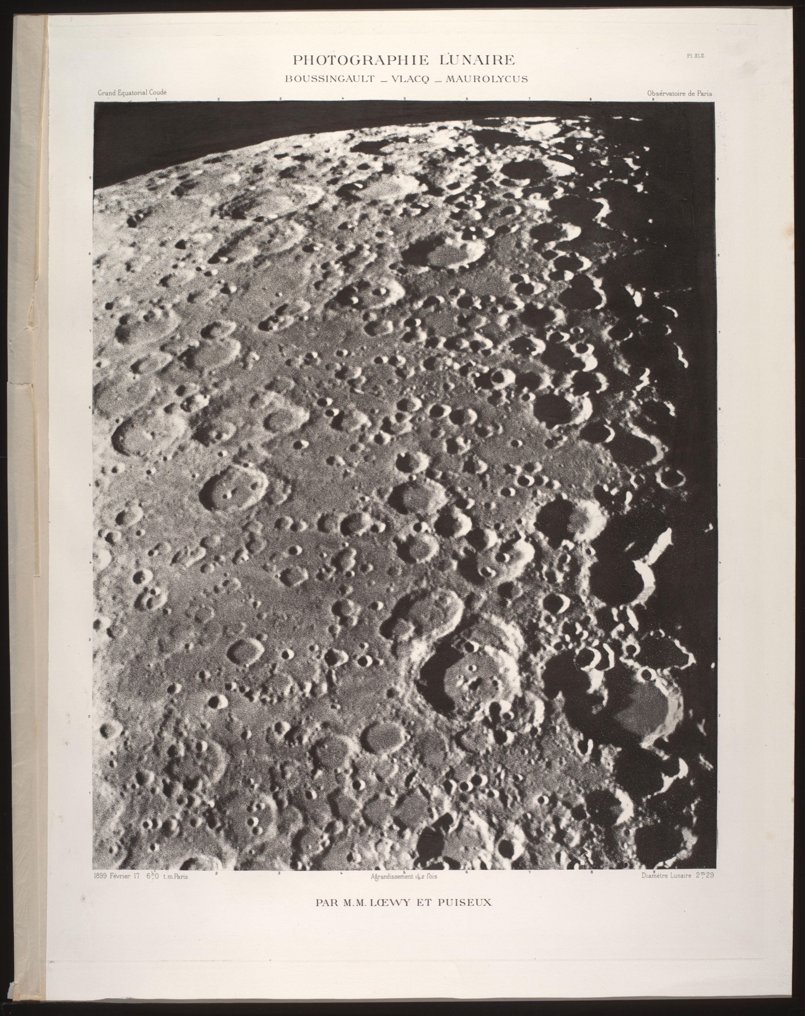 Loewy & Puiseux, plate from the Atlas Photographique de la Lune, c. 1900 — the whole surface, plate by plate, so no region goes unexamined